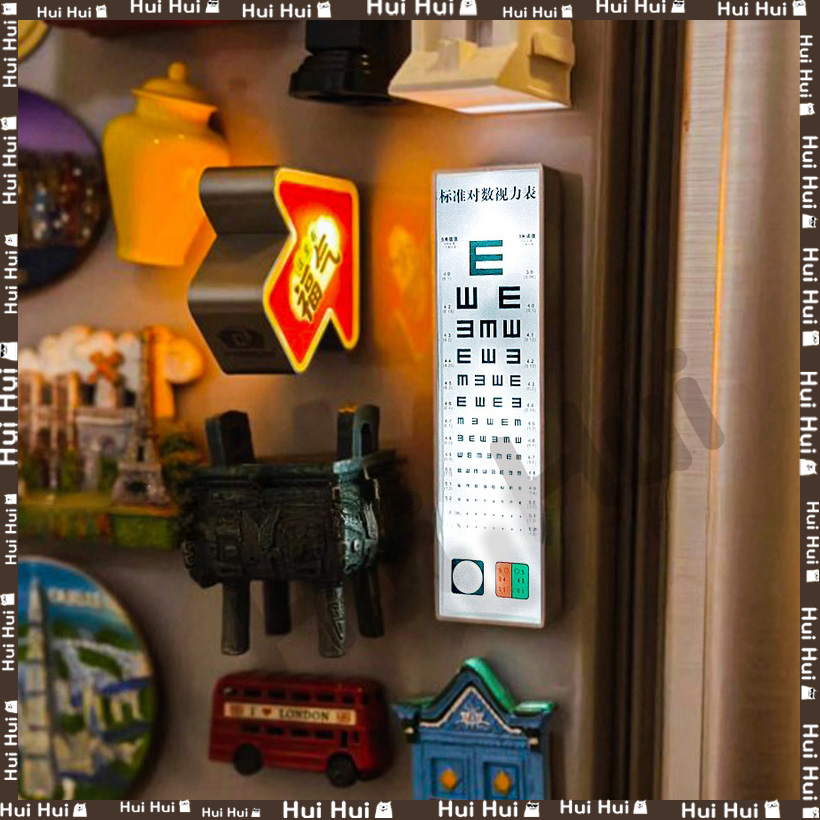 Magnetic Letter Board - 2025年クリエイティブシミュレートミニチュアアイチャート冷蔵庫マグネットステッカー装飾LEDライト付きマグネットペグボードデコレーション
