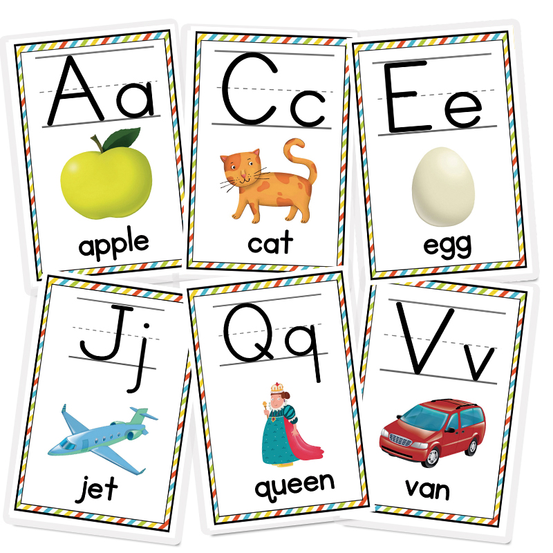 Phonics Card Game - 26 個のアルファベットフォニックスカード子供のための英語学習単語カードサポートスキャンコード発音記憶スペルゲームブック