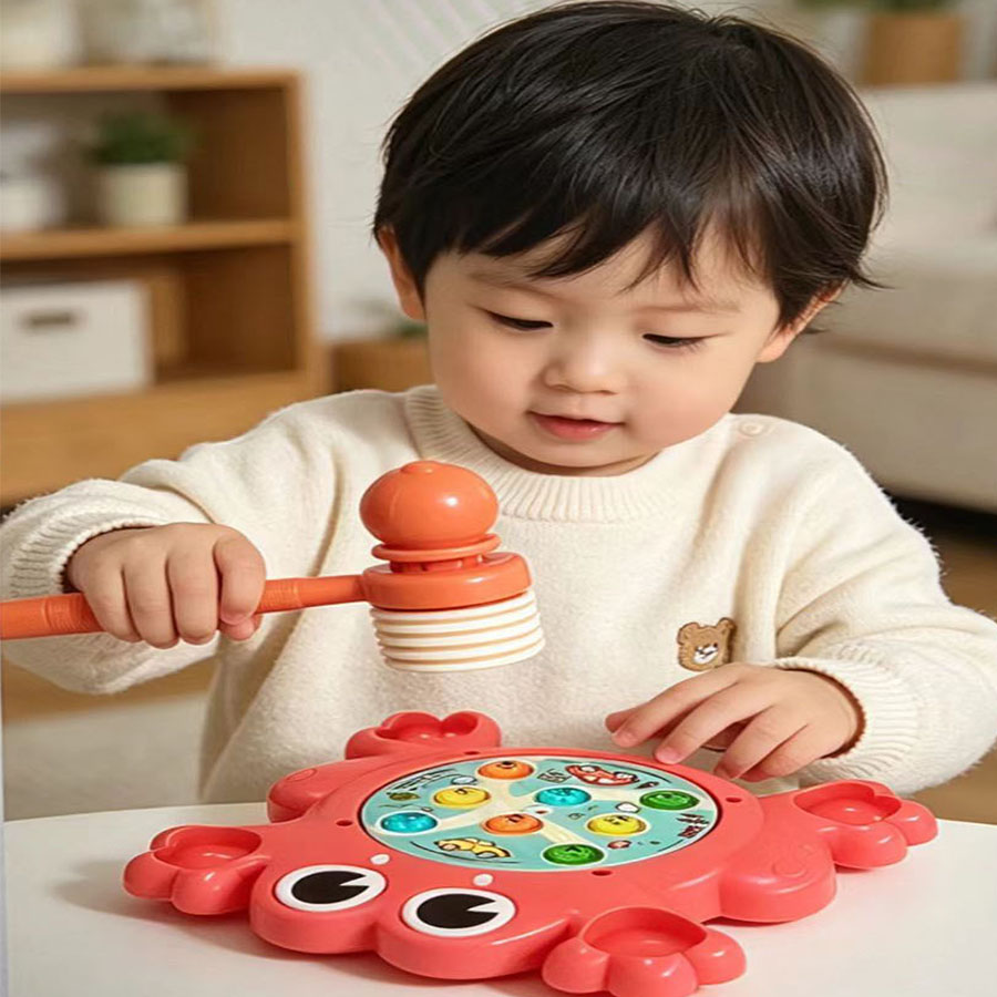 Happy Kids Education - ハッピーフロッグ もぐらたたきゲーム 子供向け ミュージカルライトアップハンマー パウンディングトイ インタラクティブカラー認識
