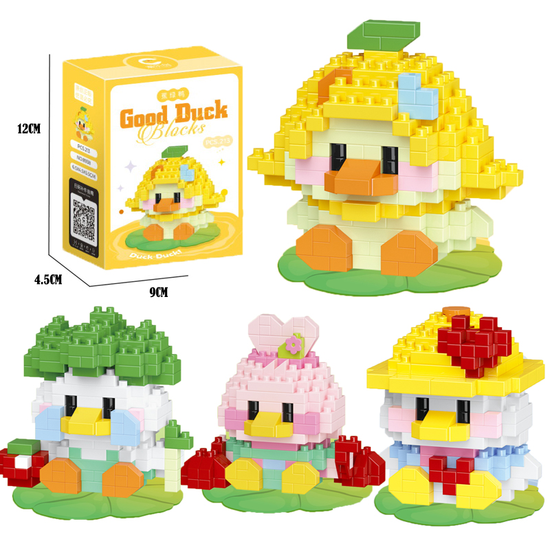 Happy Kids Education - 新しいハッピーかわいいアヒルシリーズ組立ビルディングブロック漫画人形卓上装飾品教育ブロックおもちゃ子供の誕生日プレゼント