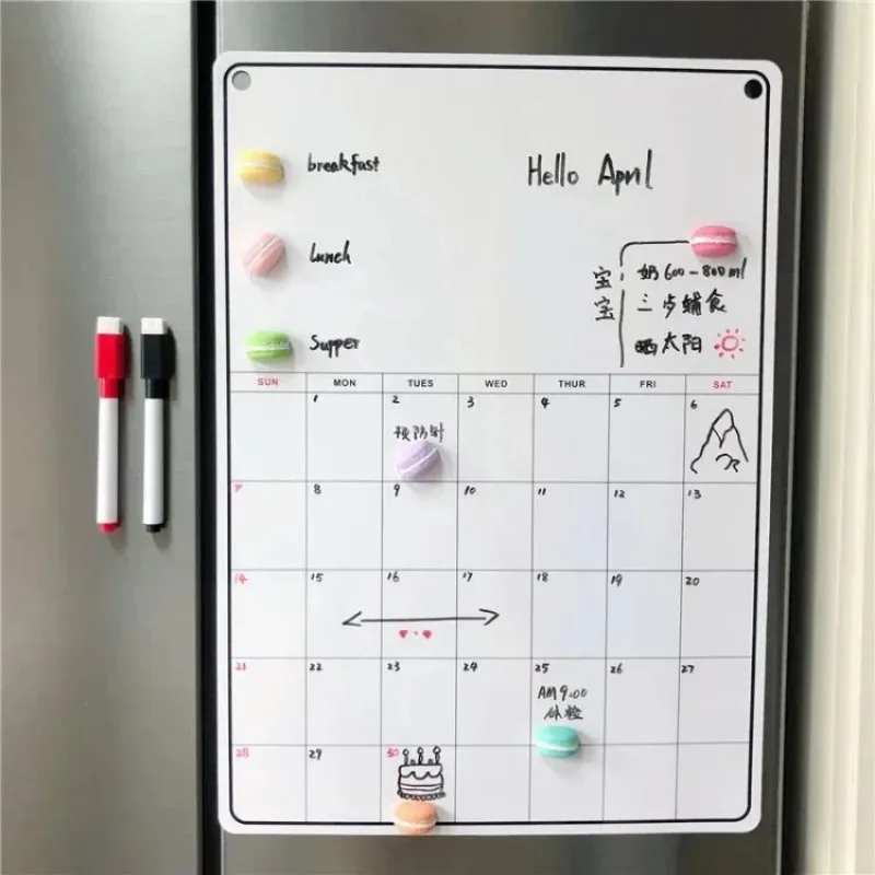 Magnetic Letter Board - 冷蔵庫用磁気カレンダーボード、月次、週次、プランナー、冷蔵庫、ソフトノート、メッセージステッカー、家の装飾