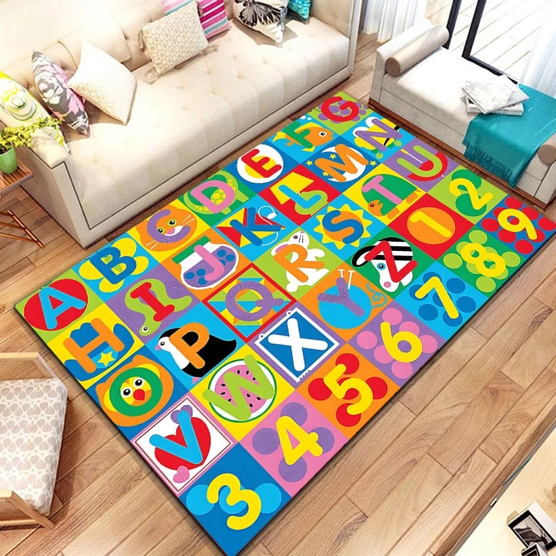 Kids Education Alphabet Numbers - アルファベット学習カーペットマットラグABC文字数字動物形教育用子供用ホームデコレーションフロアマット寝室装飾