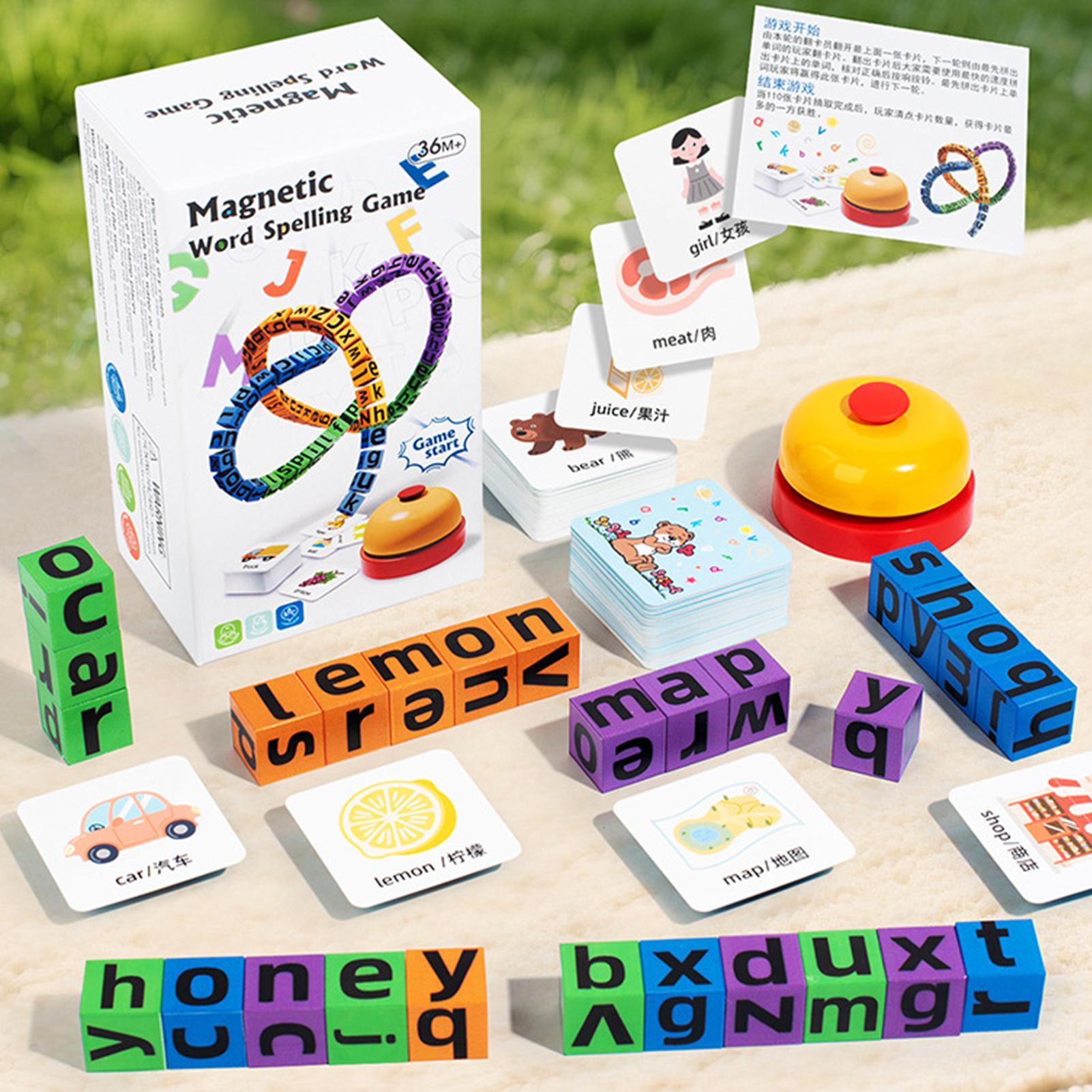 Sight Word Game - アルファベットマグネット単語スペルゲームセット 教育用STEM玩具 冷蔵庫用サイトワード学習 ビルディングブロック 誕生日パーティーの景品