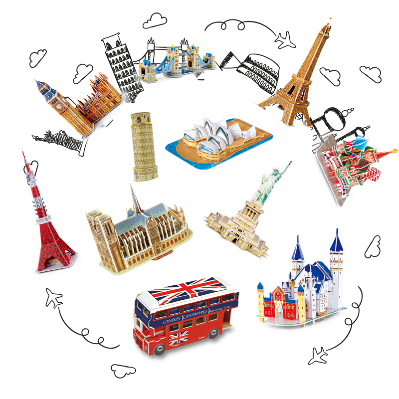 Puzzle Map World - 40 スタイル世界的に有名な建築建物 3D パズルモデル建設ジグソーパズルのおもちゃ子供のためのクリスマスギフト