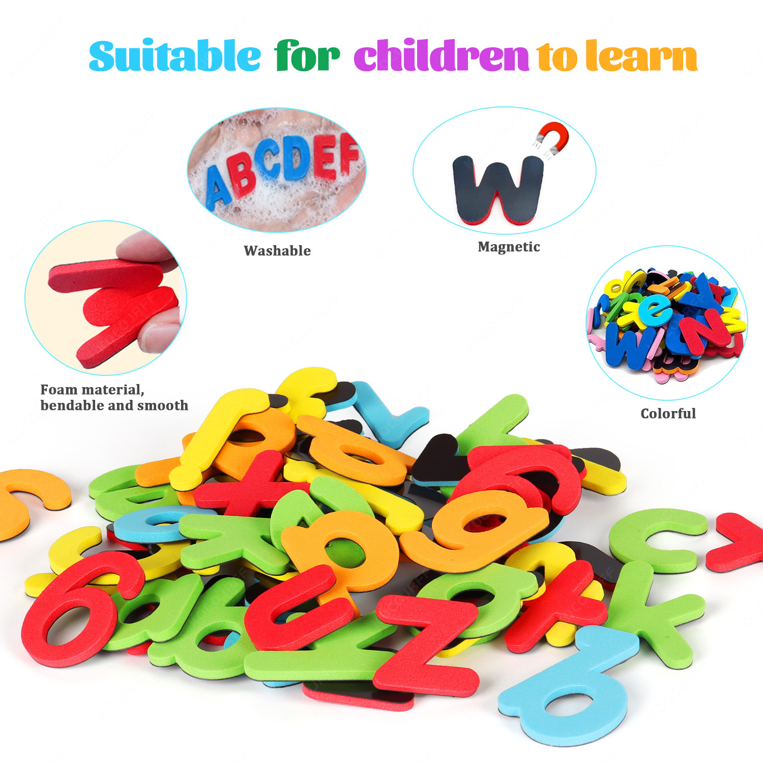 磁気数字と文字ステッカー、数字記号、教室での子供たちのスペル - Magnetic Letter Board のレビューと価格