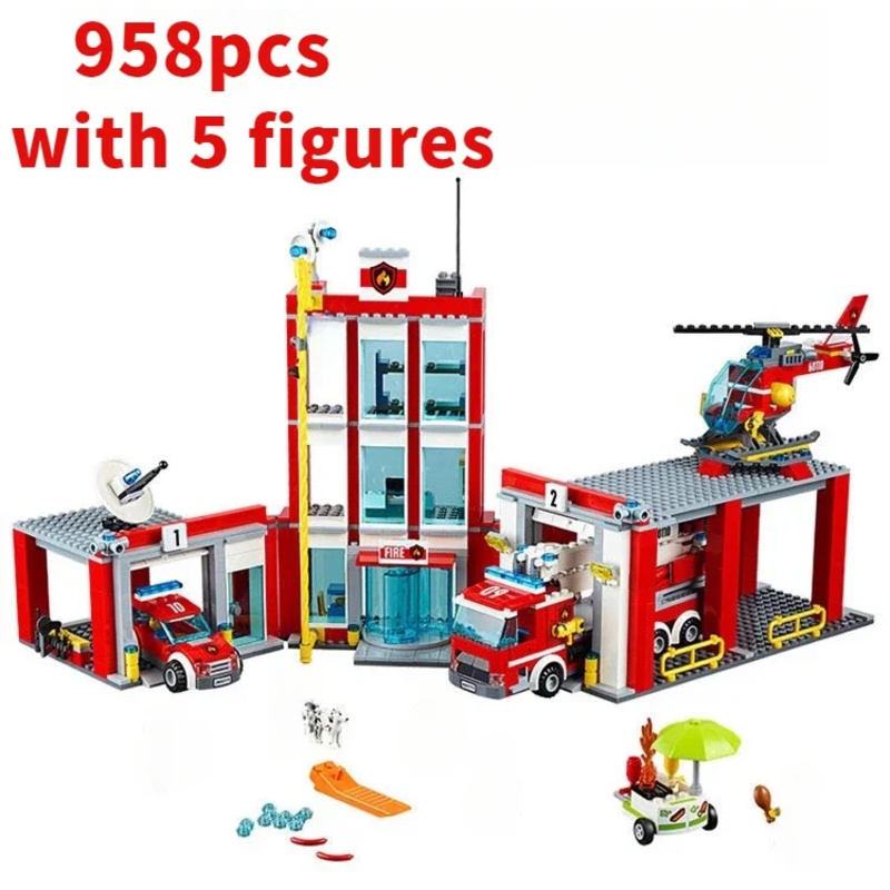 市消防署ヘリコプタートラックガレージ消防署ビルディングブロッ - Lego Set City のレビューと価格