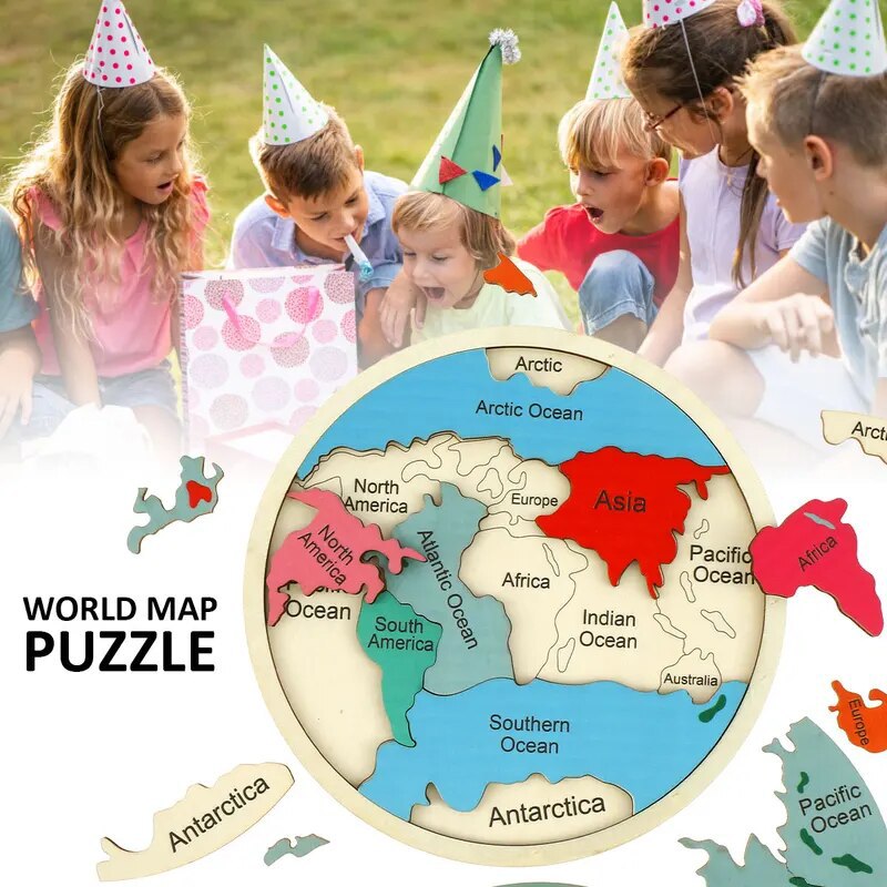 木製カラー世界地図パズルおもちゃモンテッソーリ教育パリッシュ - Puzzle Map World のレビューと価格