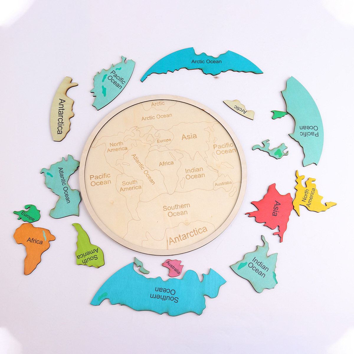 木製カラー世界地図パズルおもちゃモンテッソーリ教育パリッシュ - Puzzle Map World のレビューと価格
