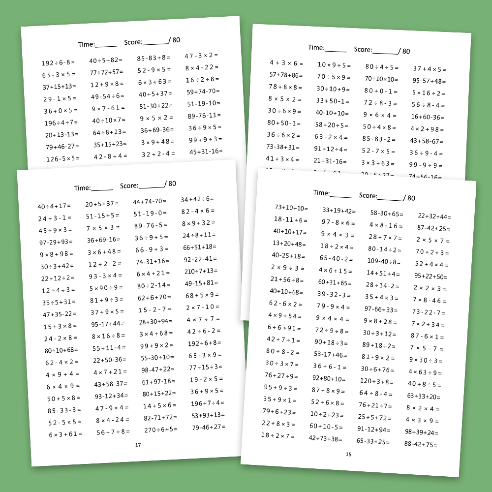 減算、加算、乗算、除算の混合演算子供向け算数ワークブック、数 - Sight Word Game のレビューと価格