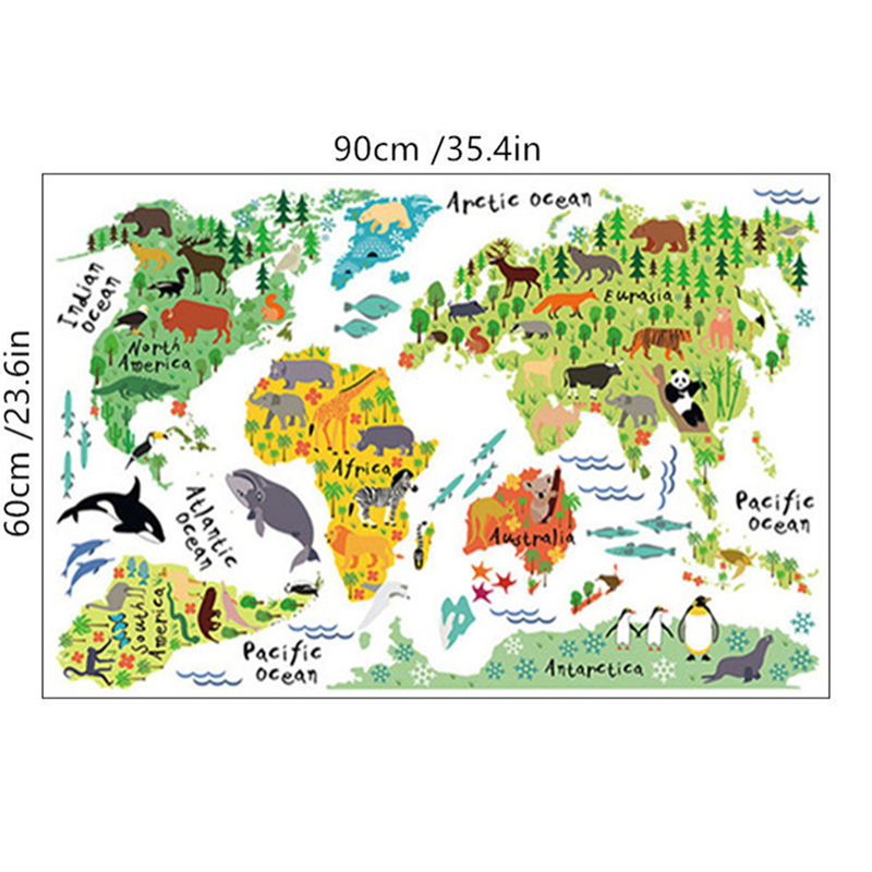 漫画動物領土地図ビニールウォールステッカー DIY ホームデ - Puzzle Map World のレビューと価格