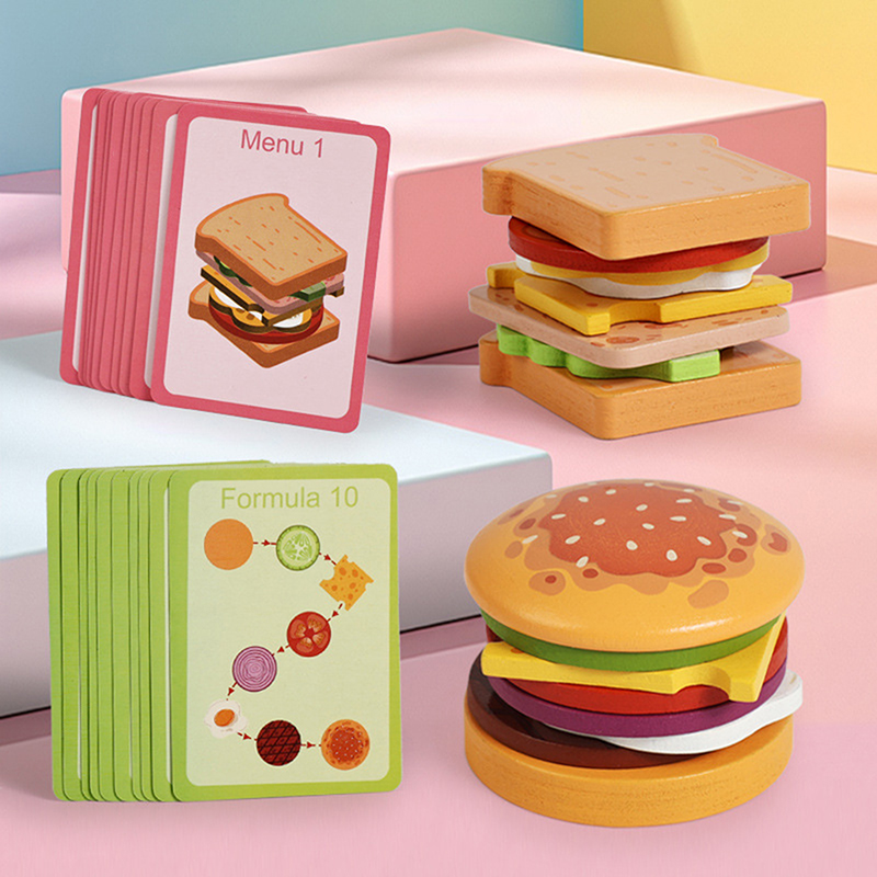 【HAPPY】木製ハンバーグサンドイッチ積み重ねおもちゃ 幼 - Happy Kids Education のレビューと価格